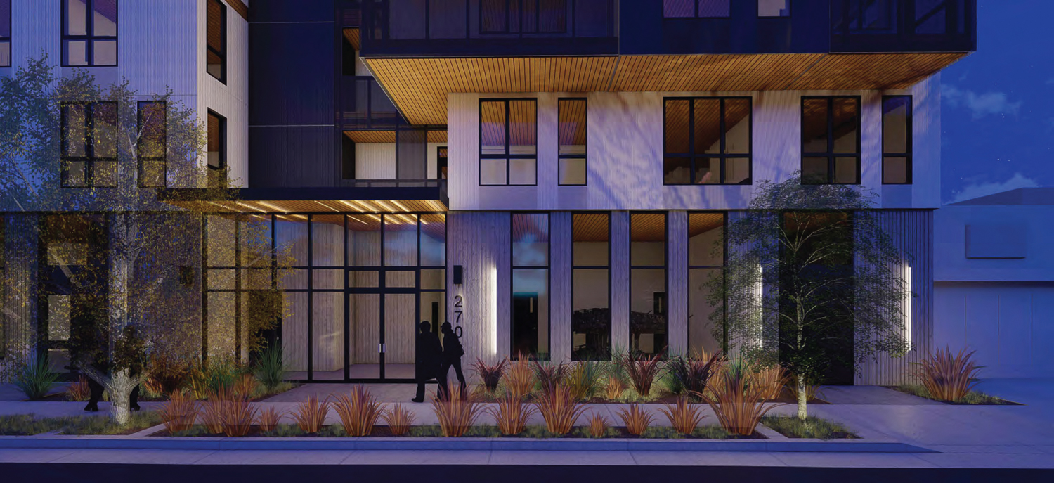 2701 Broadway residential entrance, rendering by Baran Studio Architecture