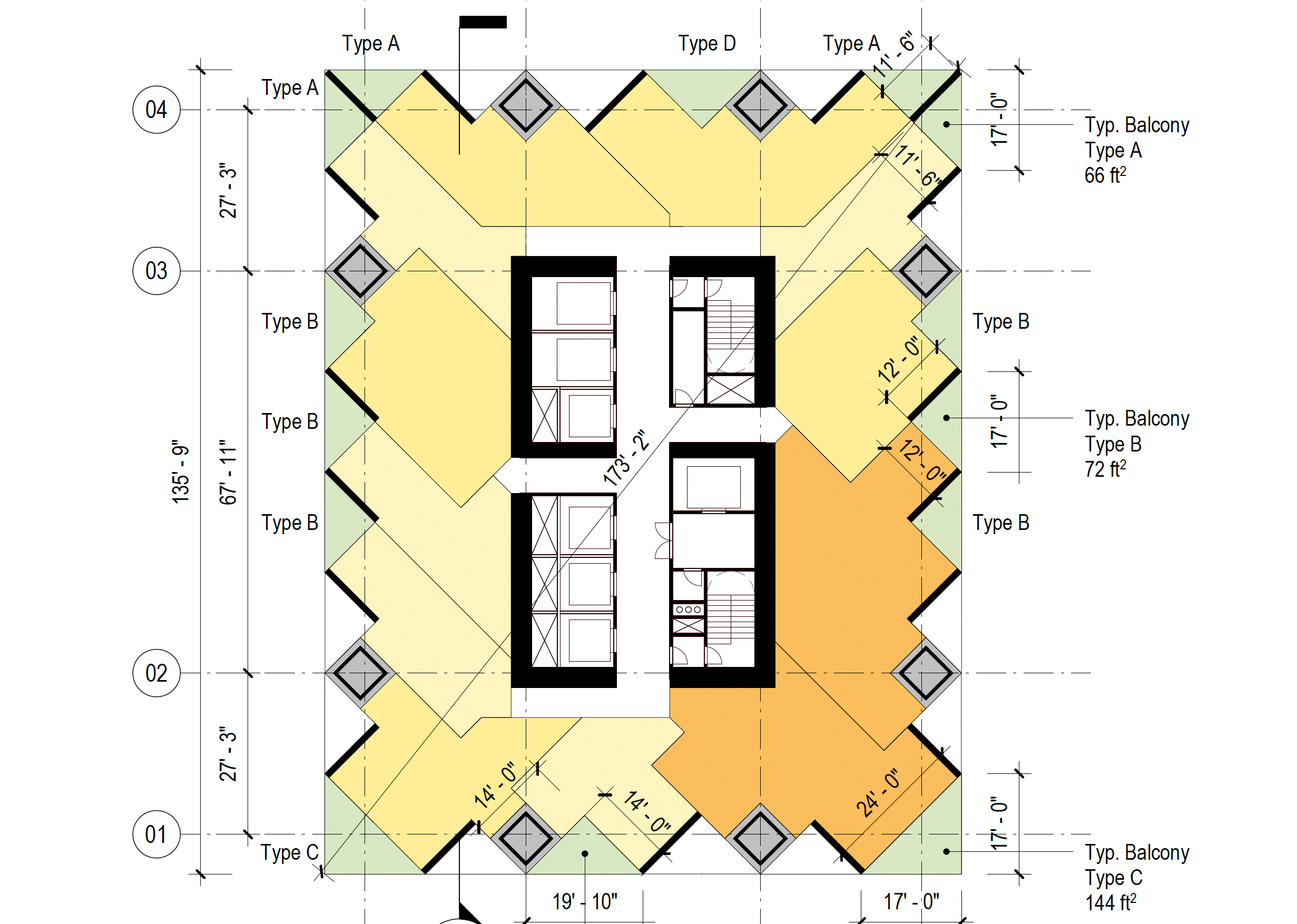 50 Main Street typical floor plan between levels 9-31, illustration by Foster and Partners