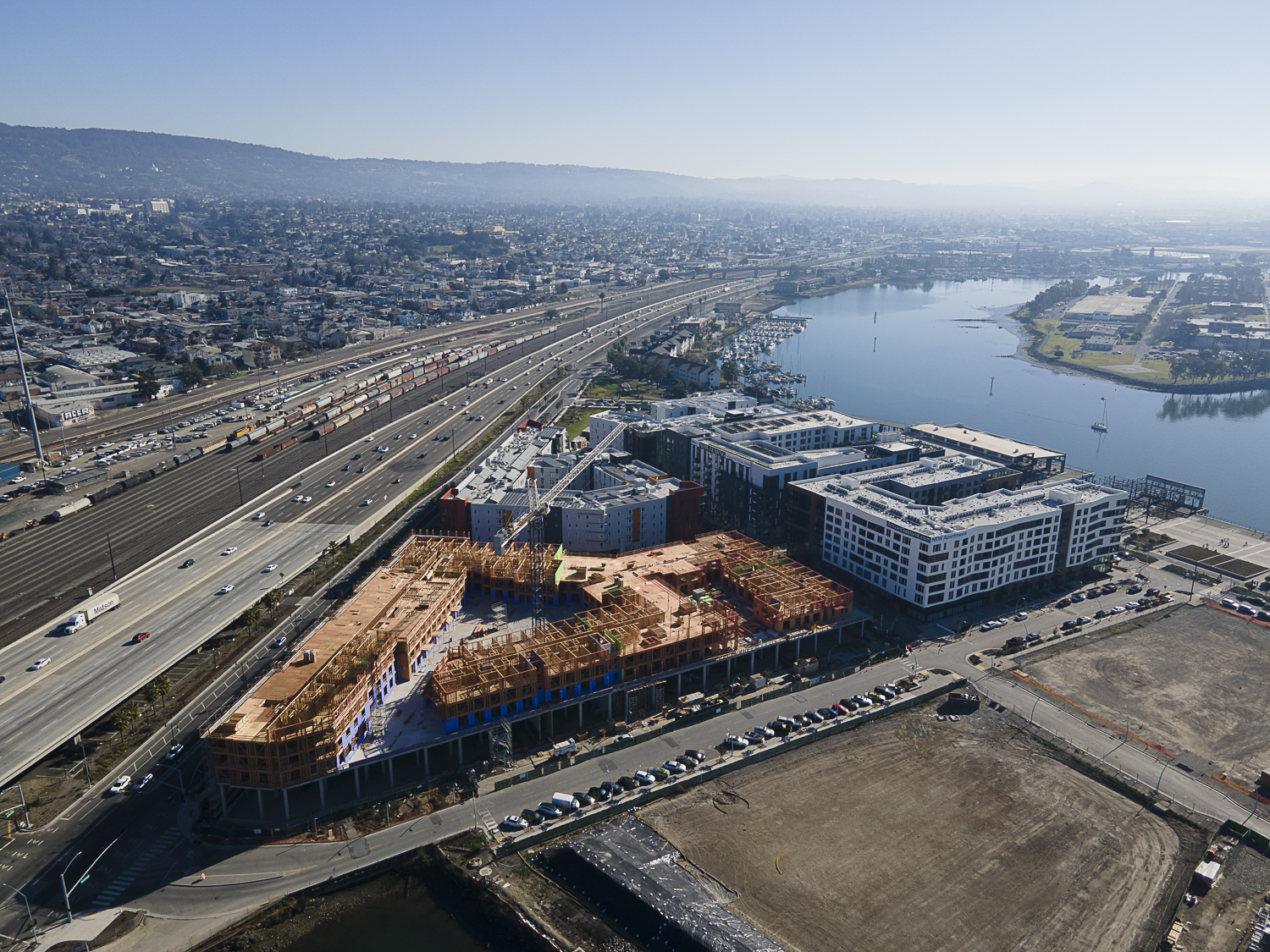 Brooklyn Basin cluster of the four complete buildings and Parcel G