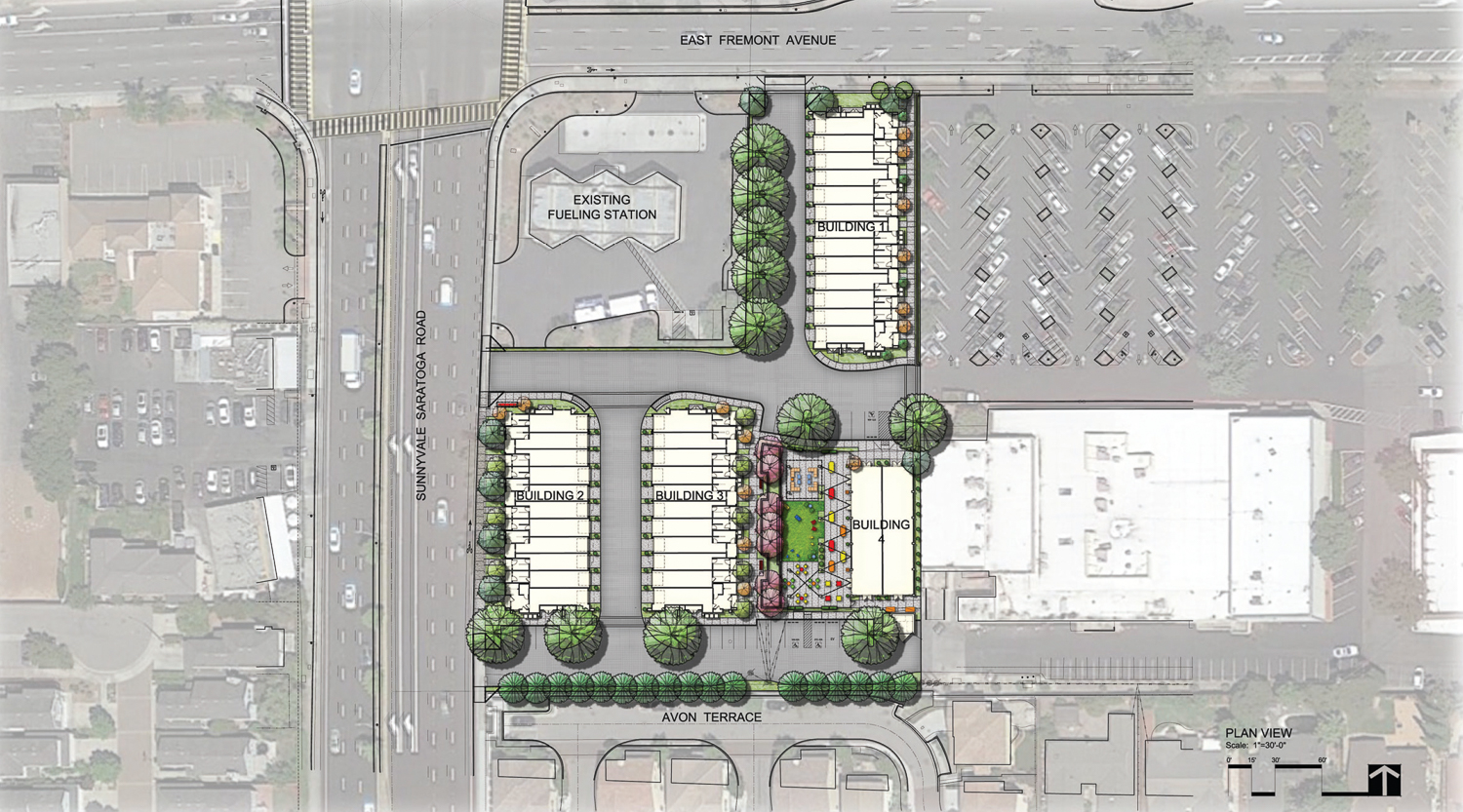 Fremont Corners Two townhomes site map, illustration by SDG Architects