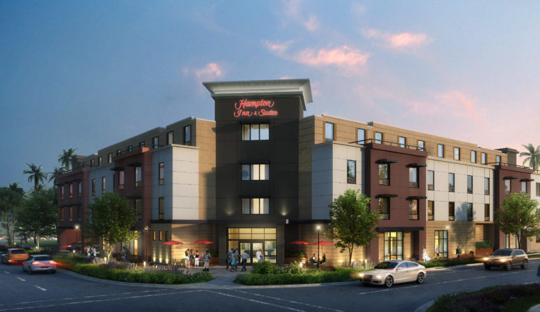 Hampton Inn at 2231 Omega Road, rendering courtesy Fortune Architects