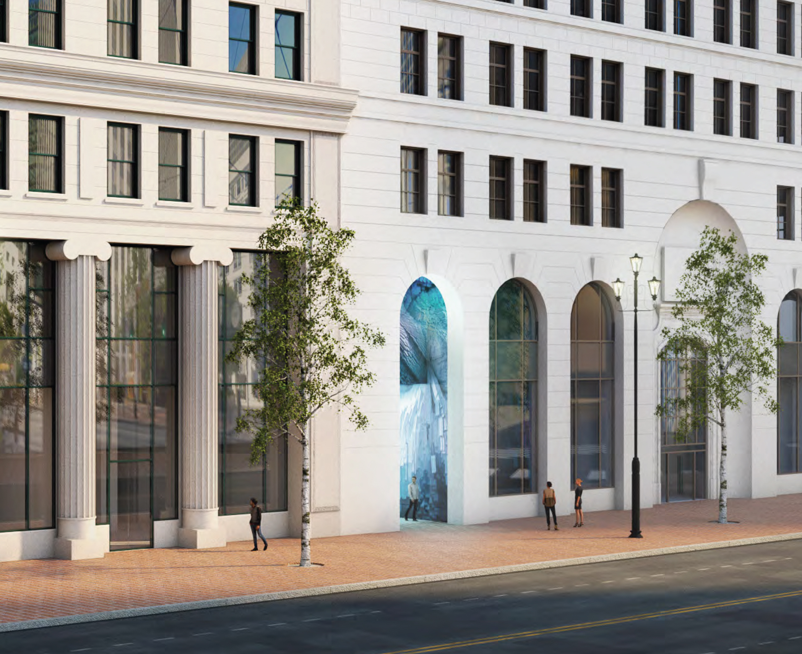 Historic Market Place development renovated entrance, rendering by Pickard Chilton