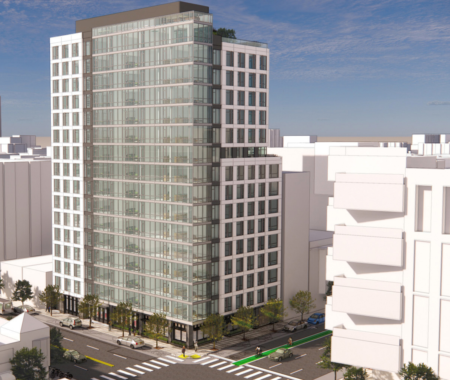 Outdated plans for 300 5th Street aerial view, rendering by TCA Architects