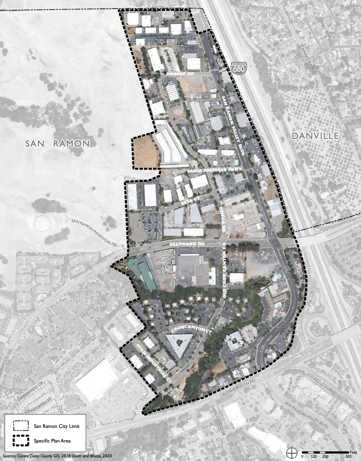 San Ramon Village Specific Plan, map courtesy the City of San Ramon
