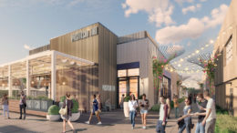 Stanford Shopping Center Building EE view of restaurant A, rendering by GH+A Design Studios
