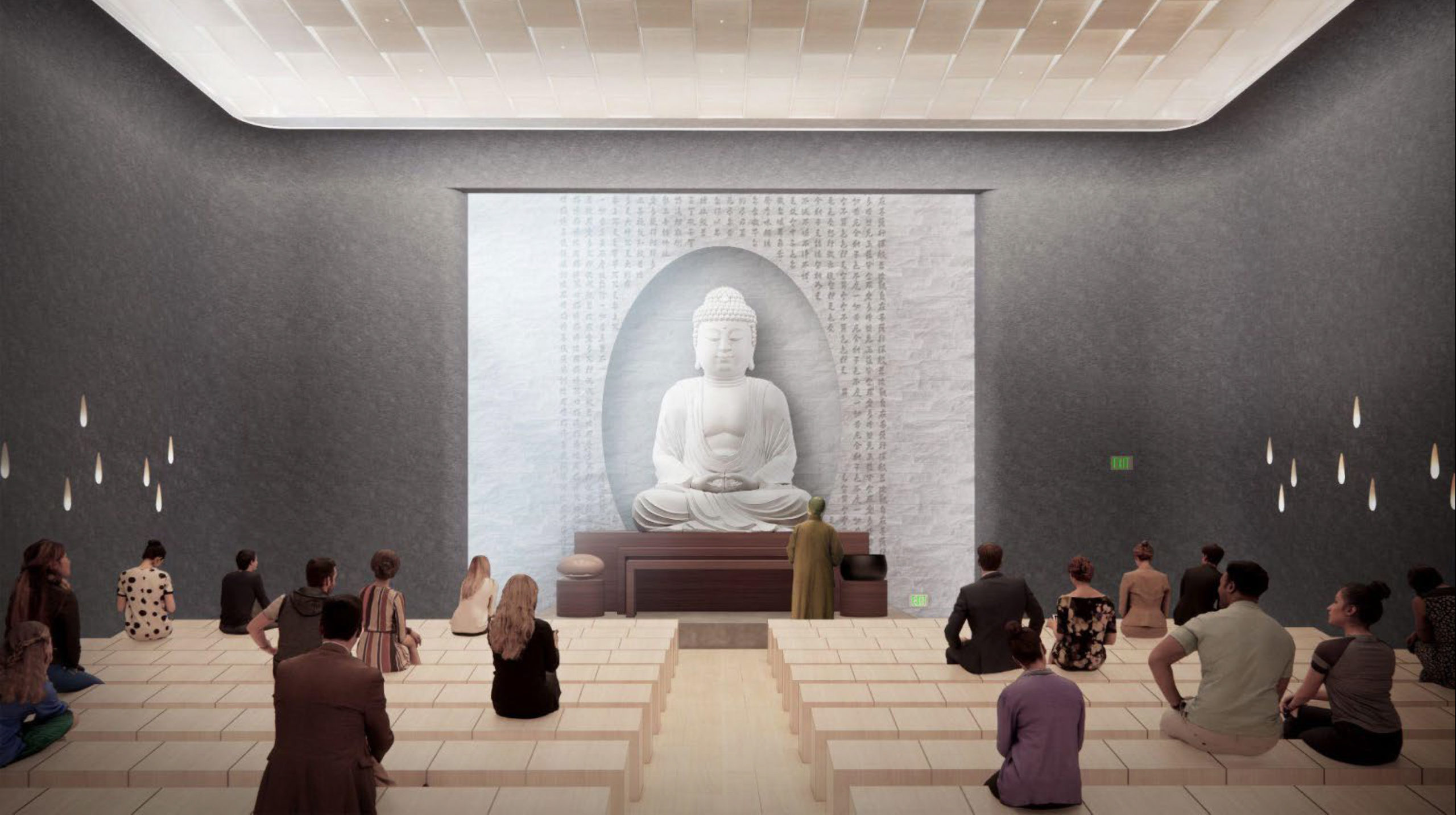 The San Bao Temple at 1750 Van Ness Avenue main shrine room, rendering by Skidmore, Owings & Merrill