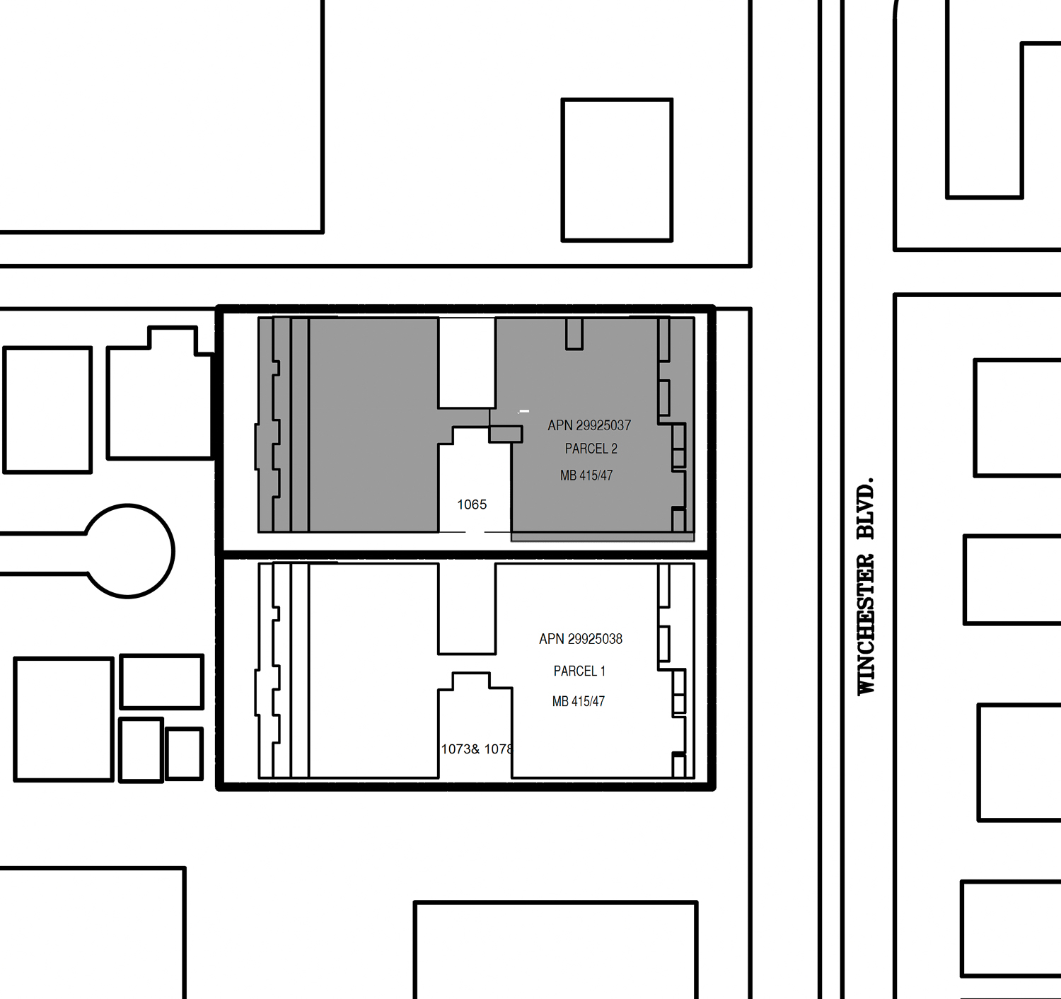 1065 South Winchester Boulevard and 1073-1087 South Winchester, site map by Carpira Design Group
