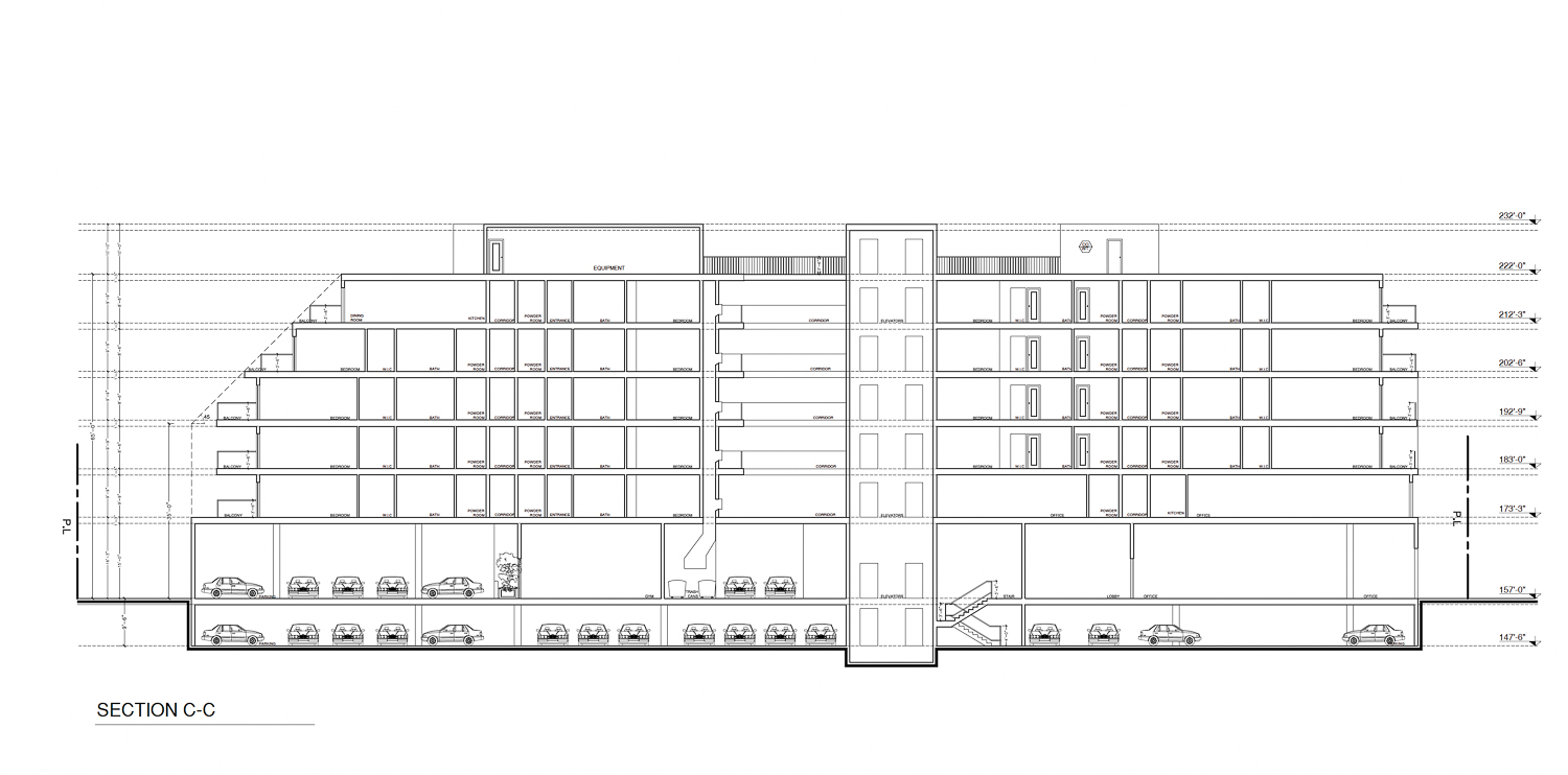 1065 South Winchester Boulevard cross section, illustration by Carpira Design Group