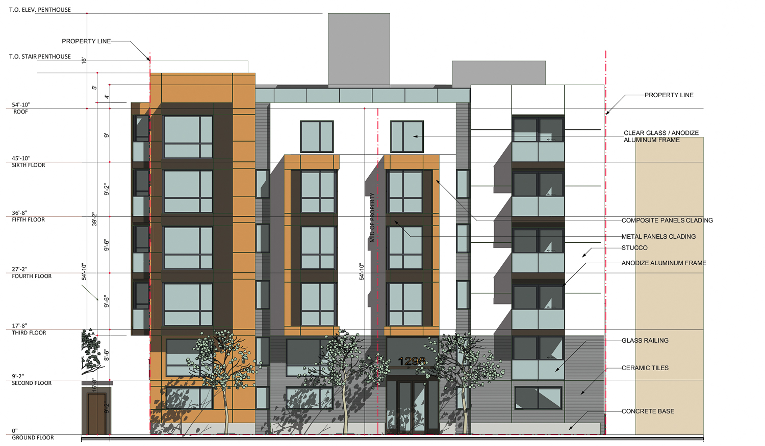 1298 Potrero Avenue facade elevation, image by De Quesada Architects