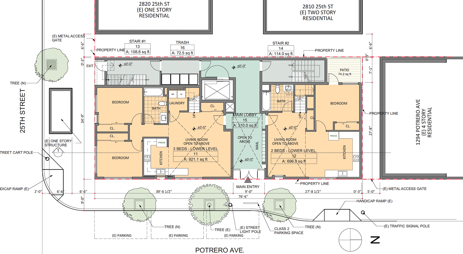 1298 Potrero Avenue ground-level floor-plan, rendering by De Quesada Architects