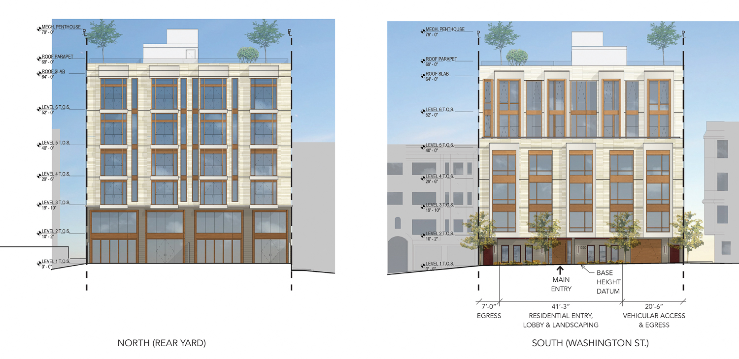 1320 Washington Street facade elevations, illustrations by Handel Architects