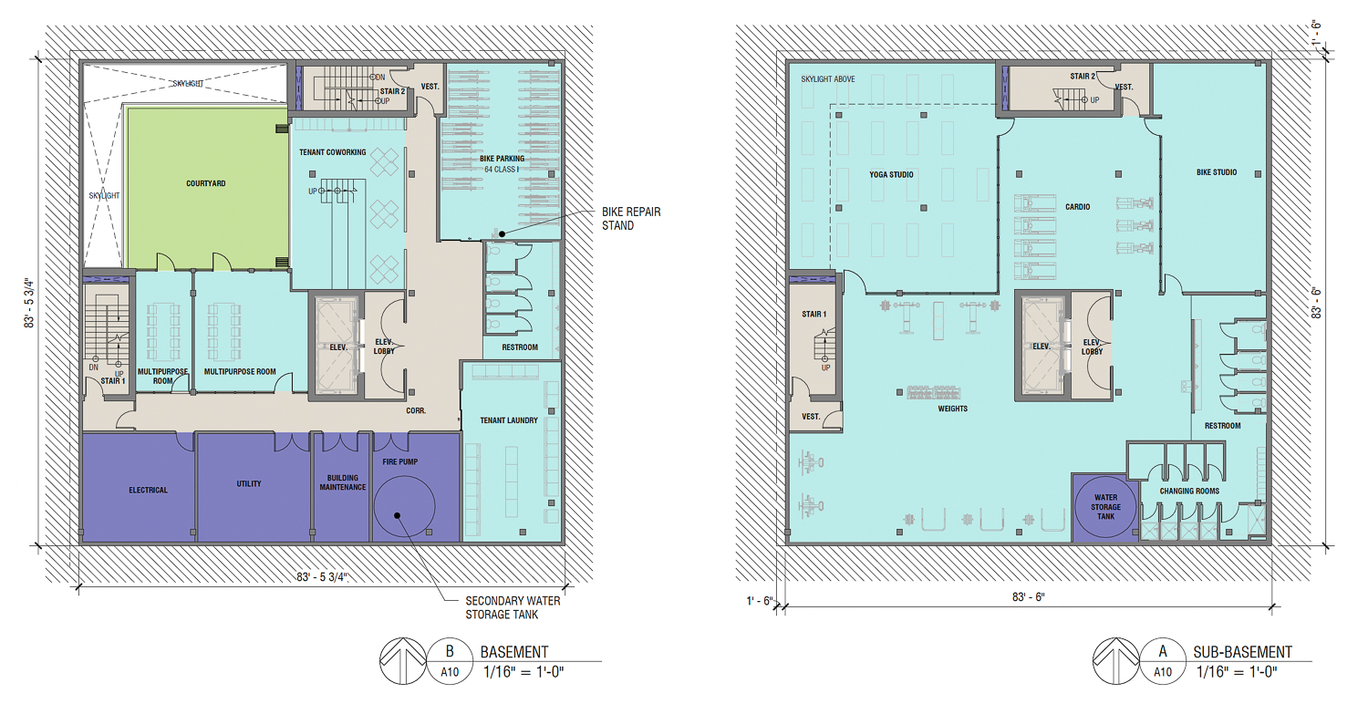 1500 15th Street basement level floor plans, illustration by Prime Design
