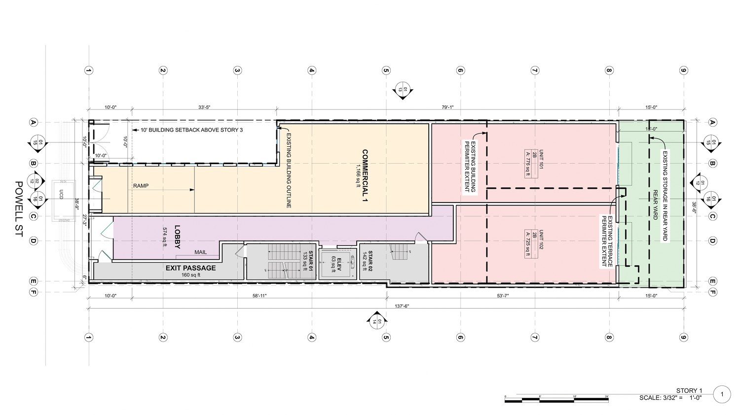 1526 Powell Street proposed ground-level floor plan, rendering by RG Architecture