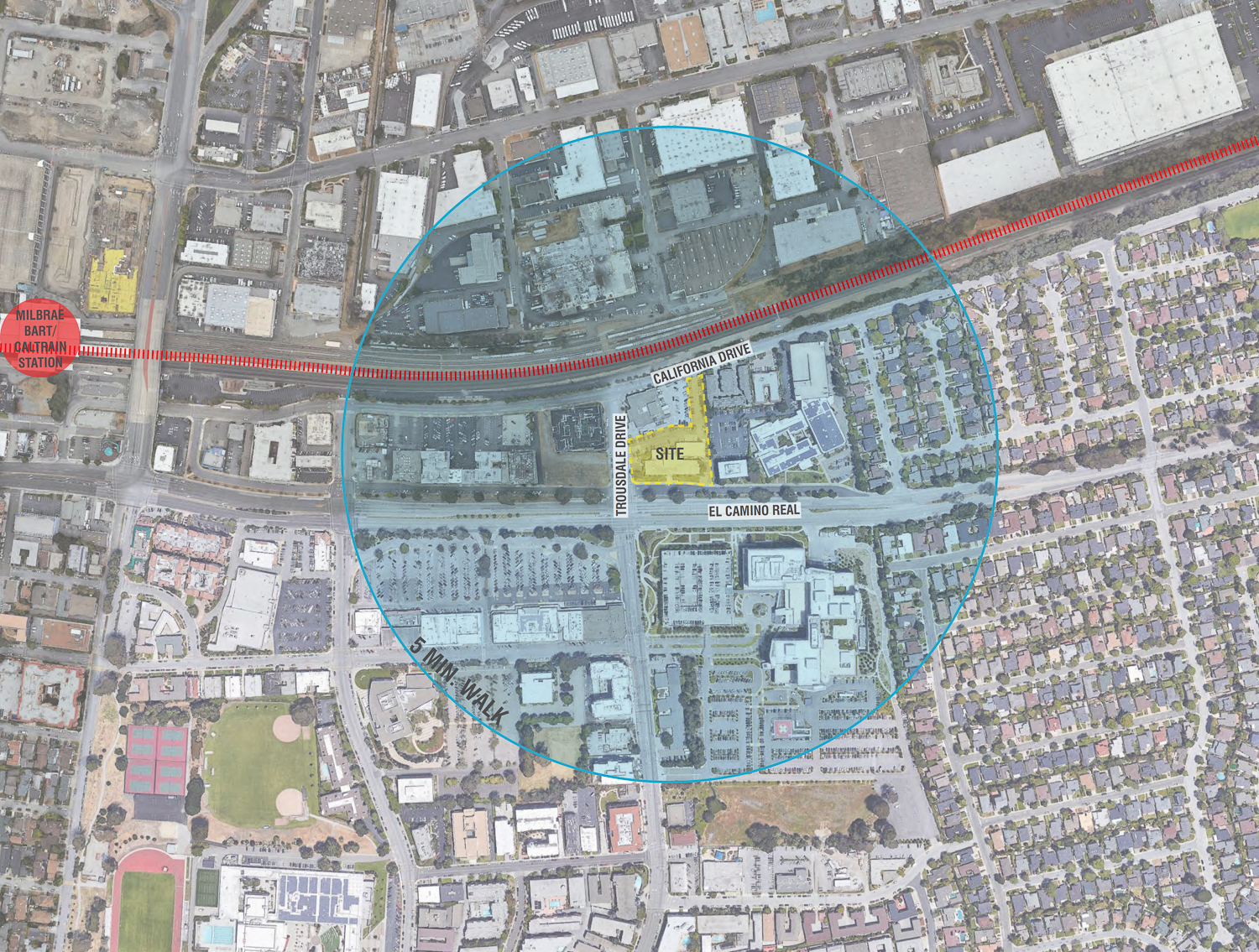 1766 El Camino Real site context, map by TCA Architects