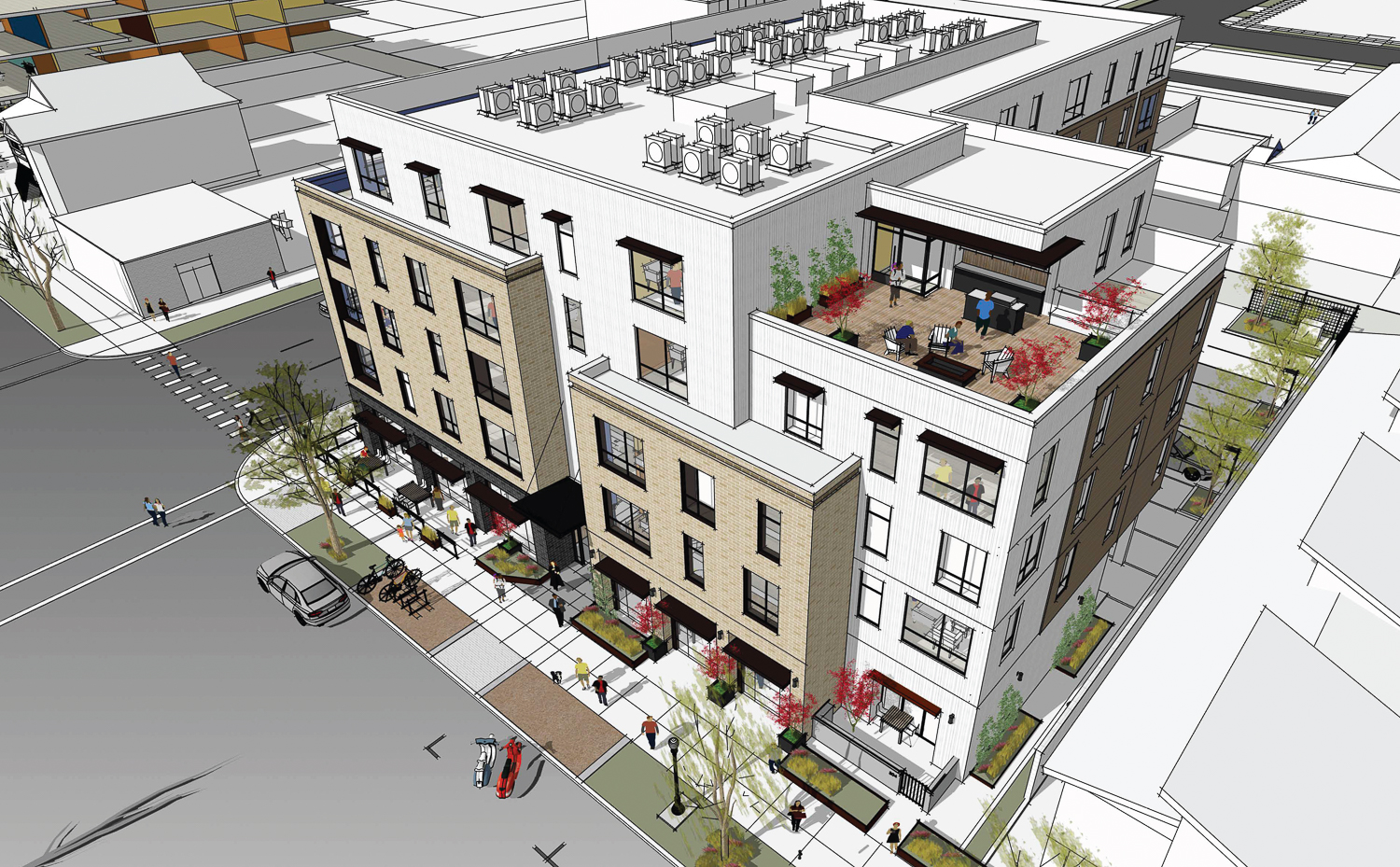 2131 16th Street aerial view, rendering by Vrilakas Groen Architects