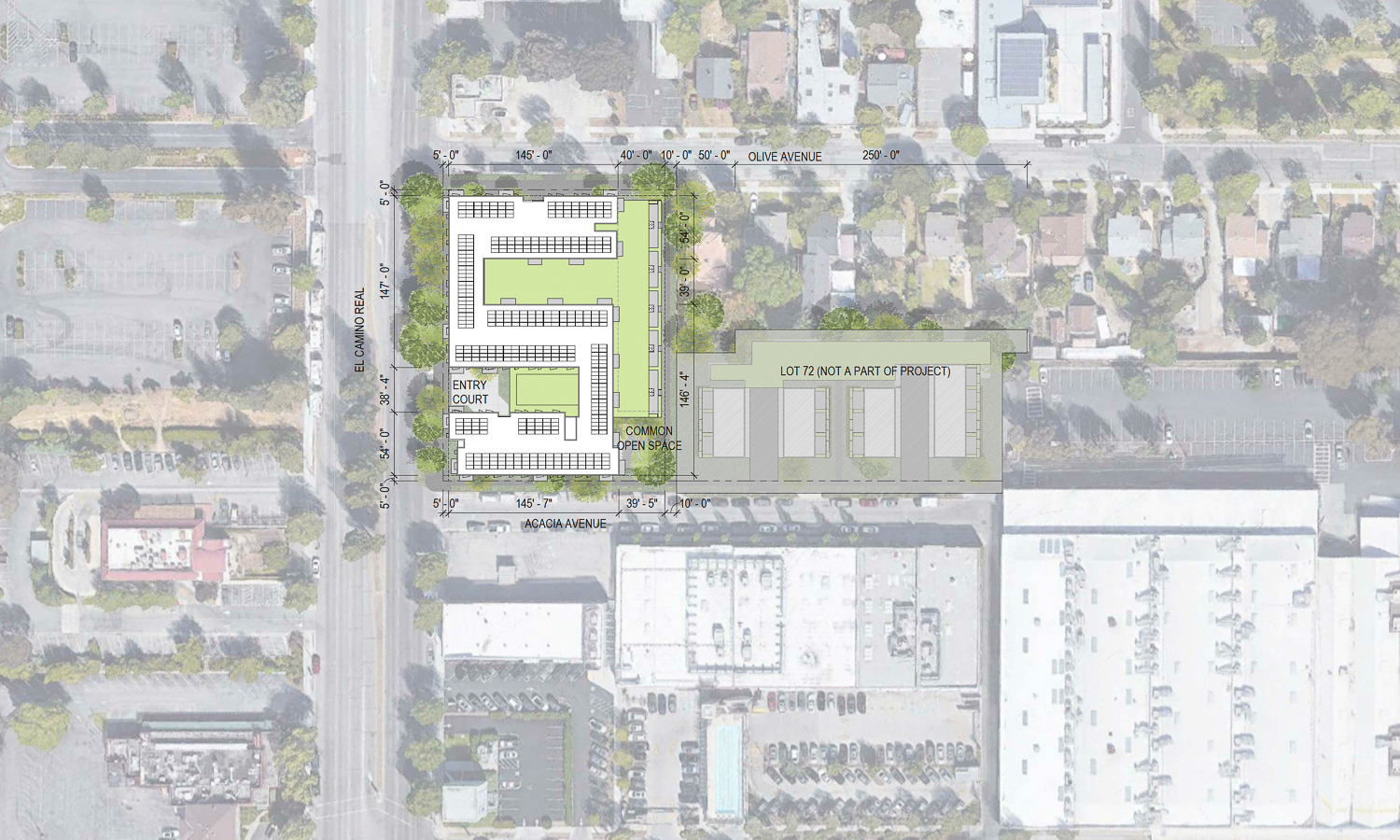 3001 El Camino Real site map in neighborhood context, image by David Baker Architects