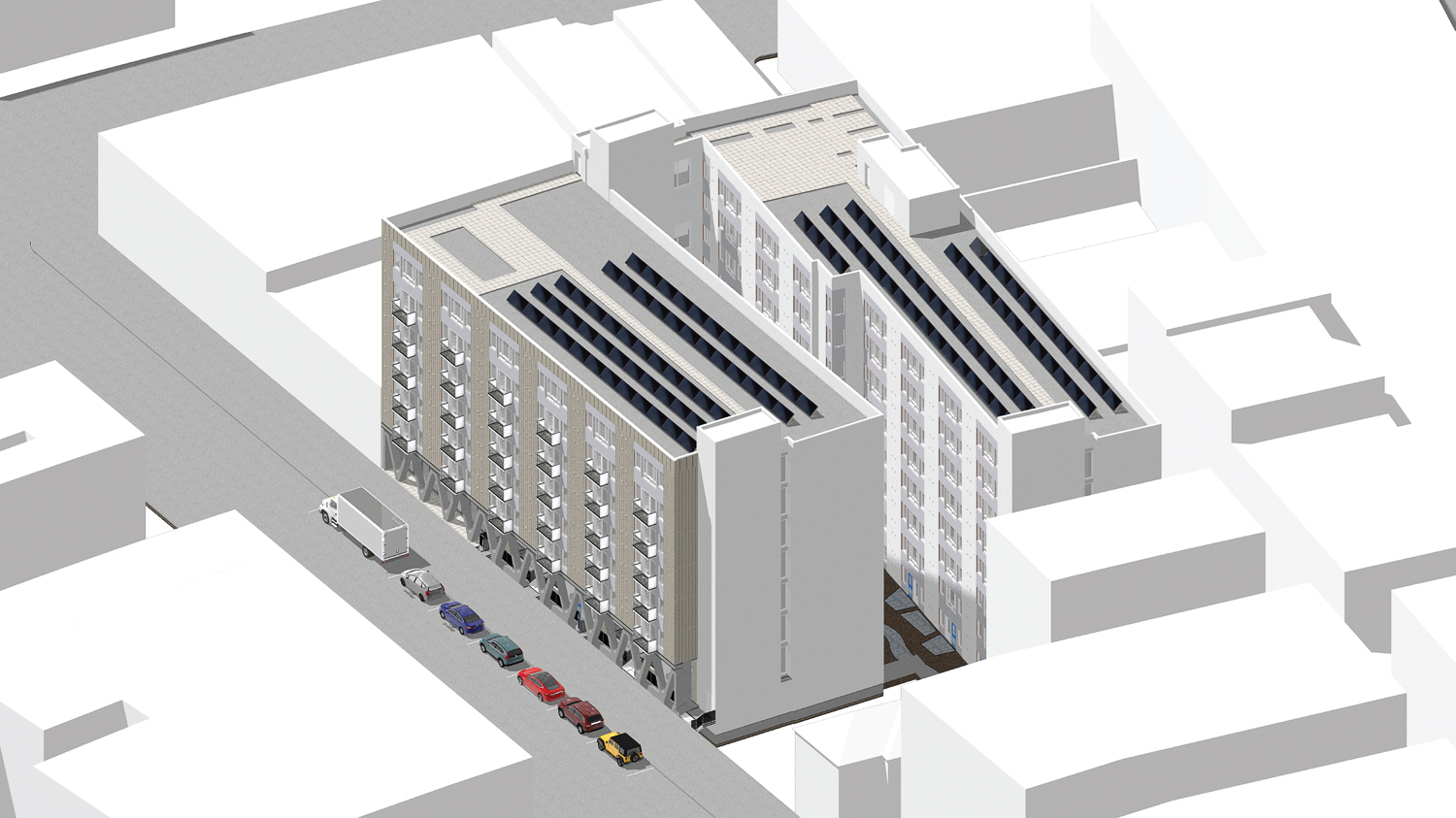 333 12th Street, aerial axonometric view by BDE Architecture