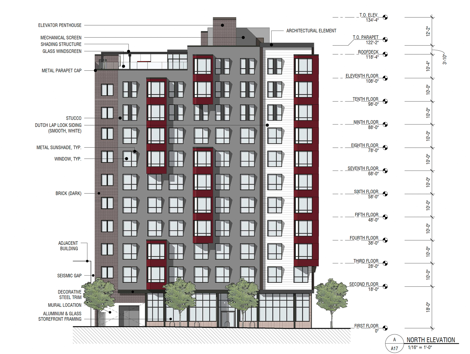 401 South Van Ness Avenue north elevation, drawing by Prime Design