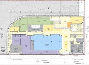 520 11th Street ground-level floor plan, illustration by Perkins&Will