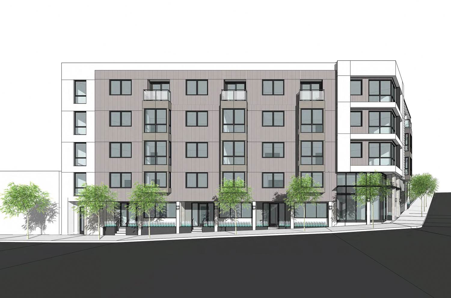5425 Mission Street facade view, rendering by SIA Consulting
