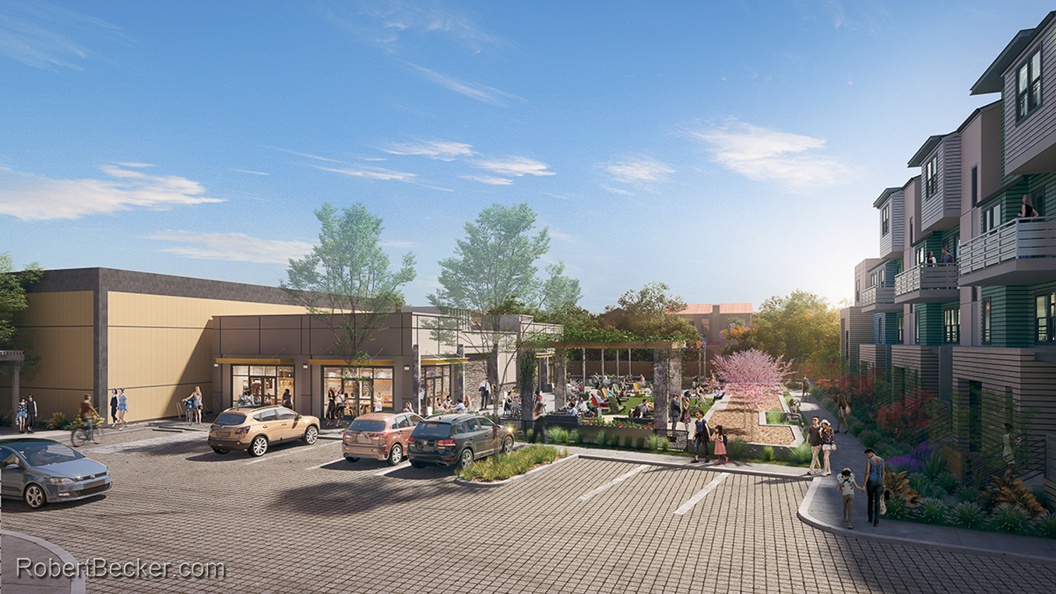 Fremont Corners Two commercial structure, rendering by Robert Becker of SDG Architects design