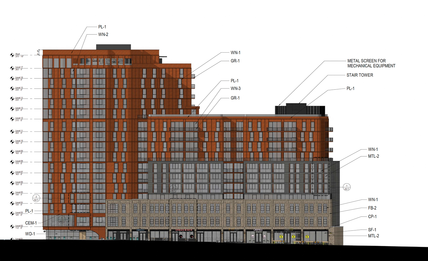 Hub Berkeley vertical elevation, updated design by the DLR Group