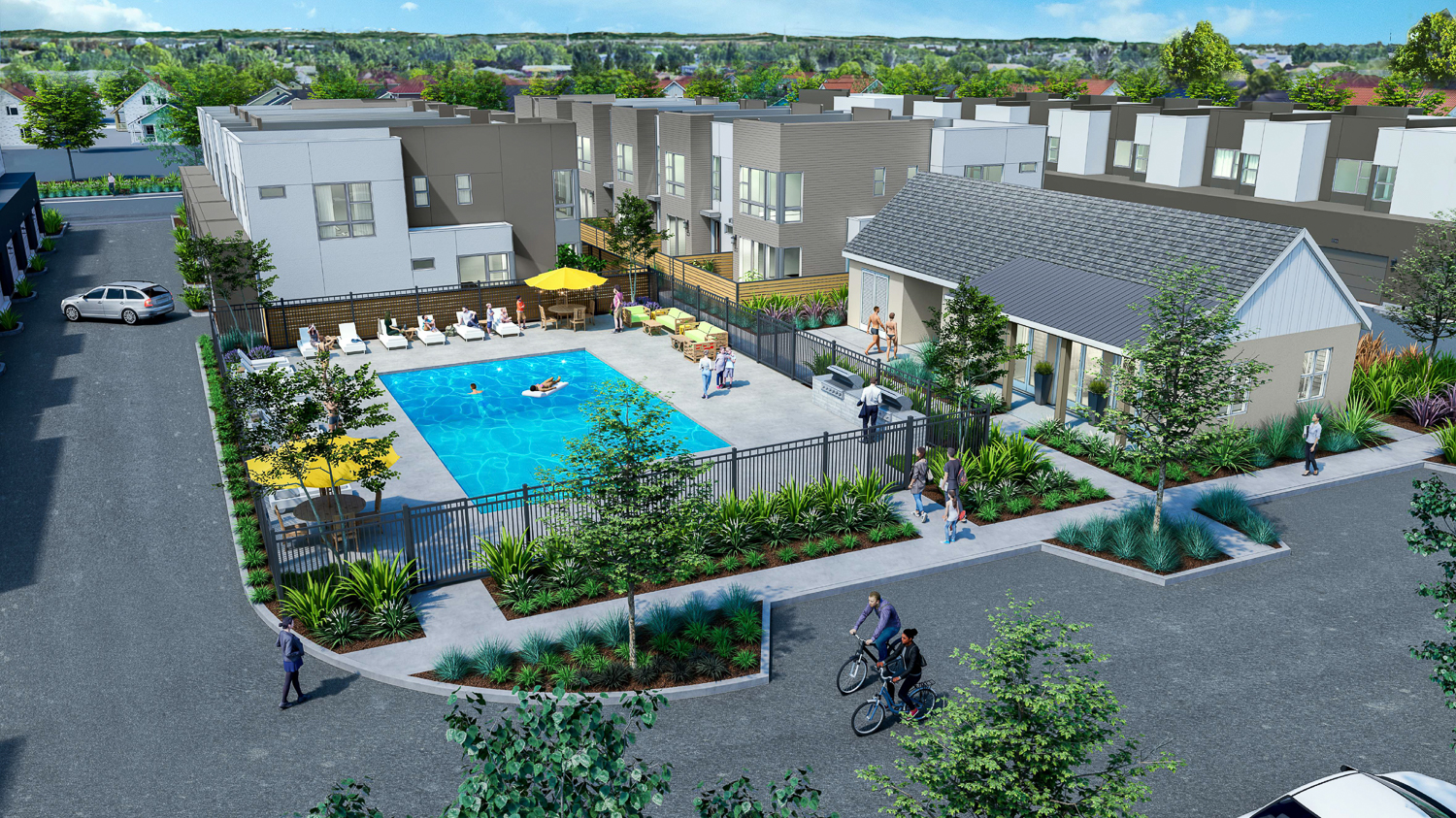 Northpointe Reserve clubhouse and pool, rendering by the Dahlin Group