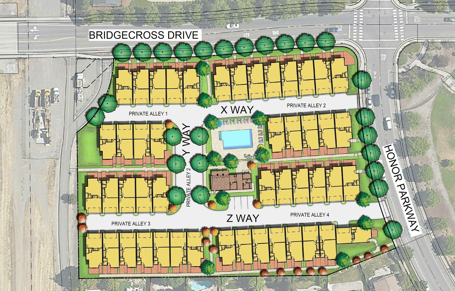Northpointe Reserve site map with landscaping, image by the Dahlin Group