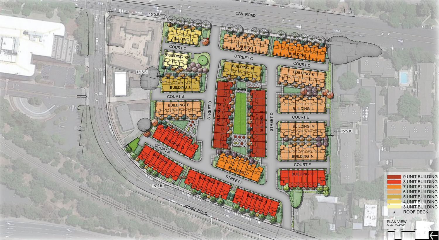 Oak Road Townhomes site map, image courtesy SDG Architects
