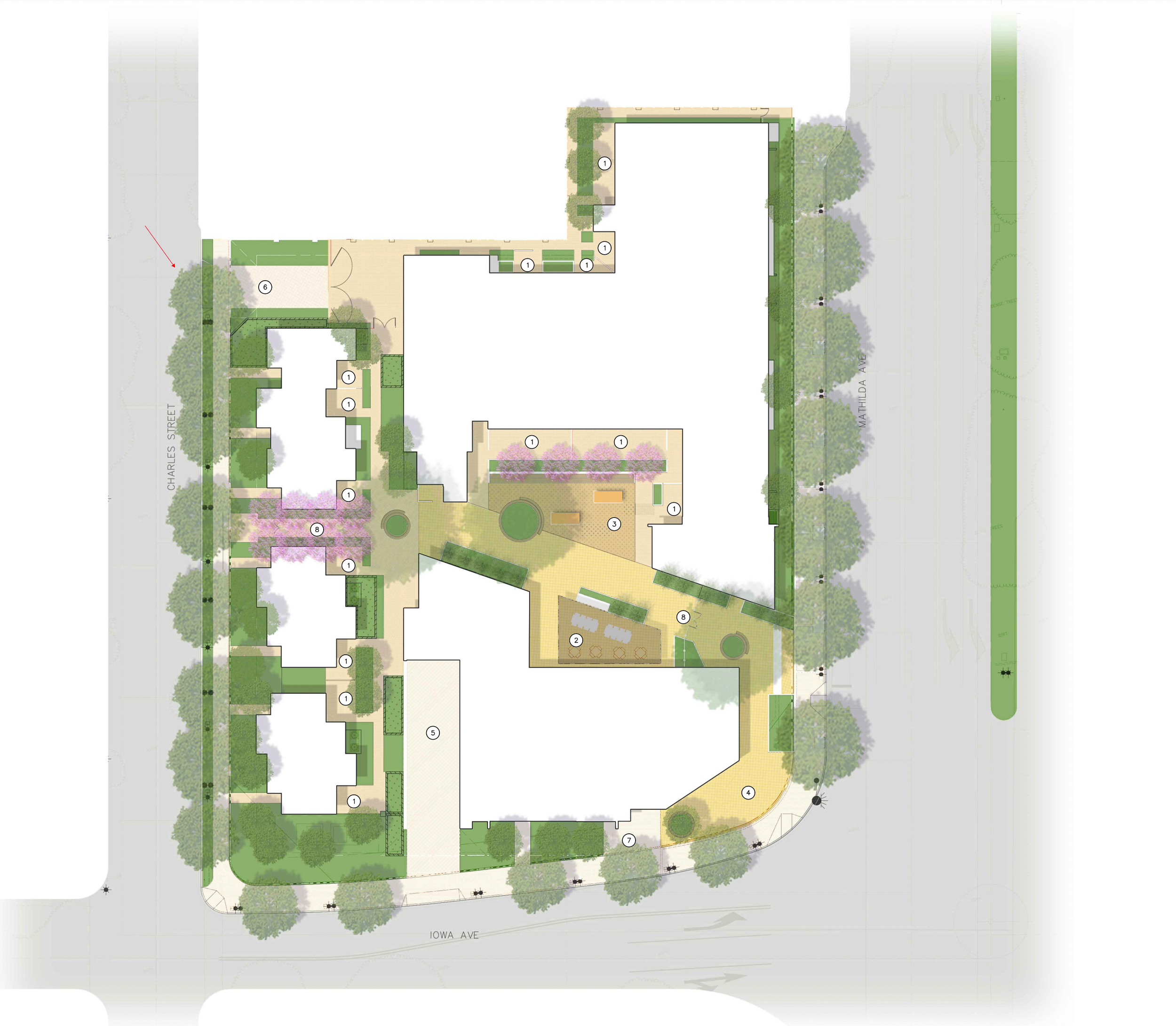 Sunnyvale Block 15 site map and landscaping, rendering by Steinberg Hart