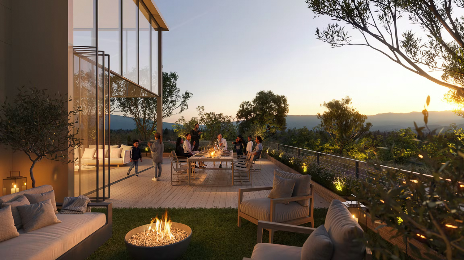 The Rise apartment outdoor deck, rendering by Rafael Viñoly Architects
