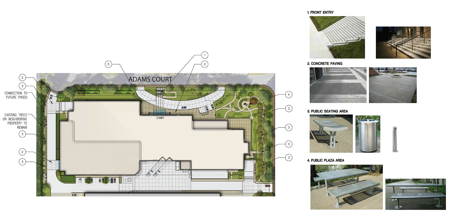 1350 Adams Court landscaping, illustration by DES Architects + Planning