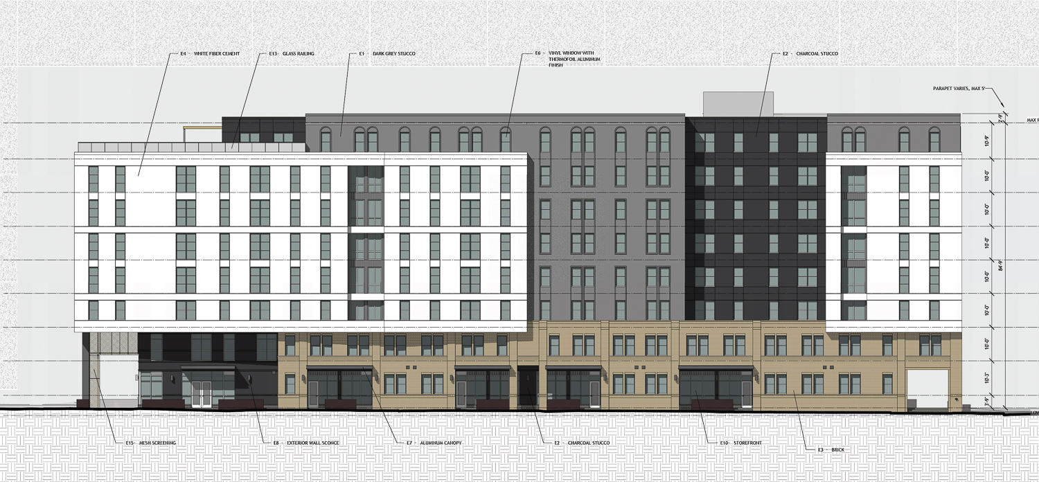 2065 Kittredge Street facade elevation, illustration by Niles Bolton Associates