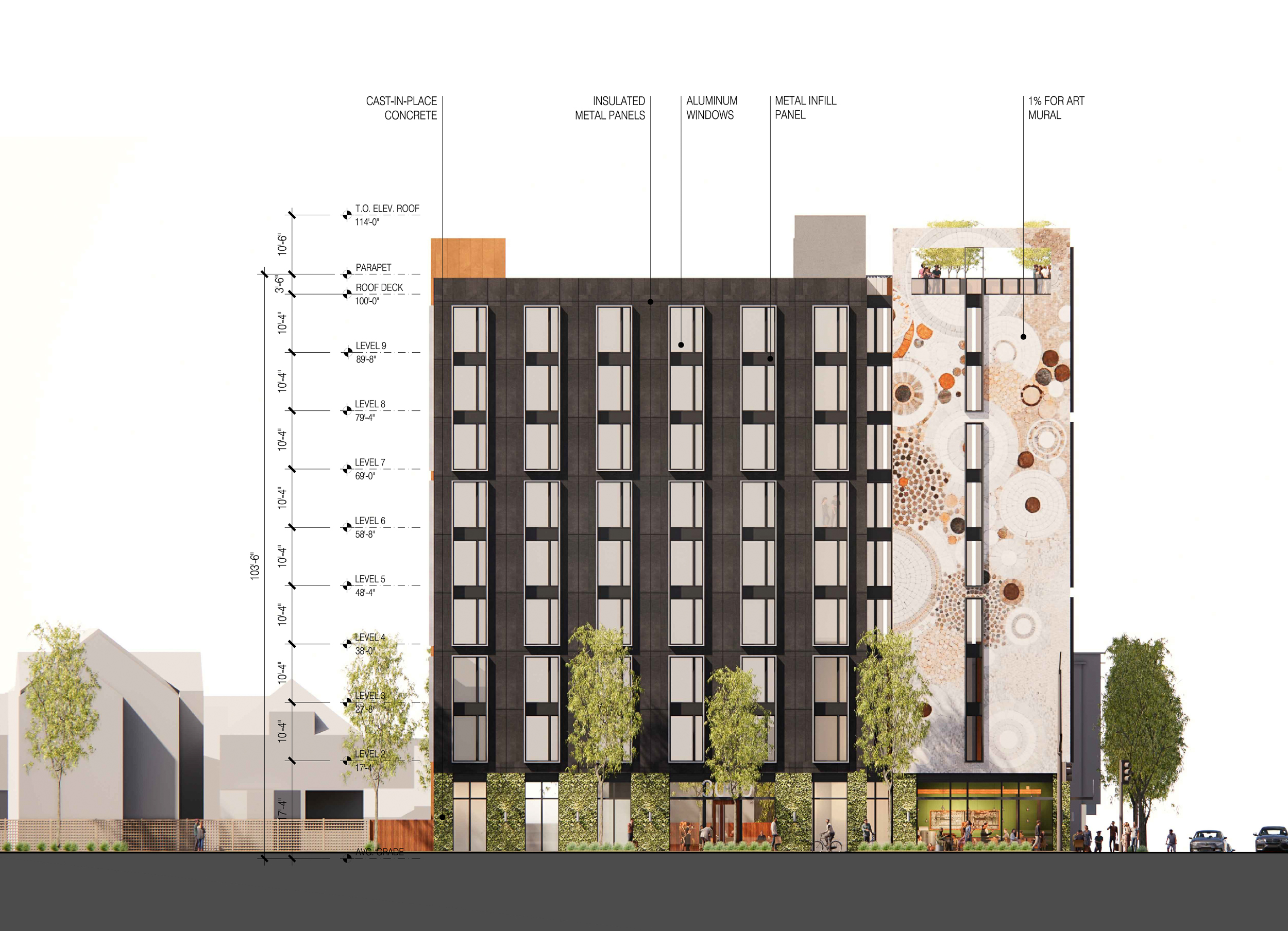 3000 Shattuck Avenue vertical elevation, rendering by Trachtenberg Architects