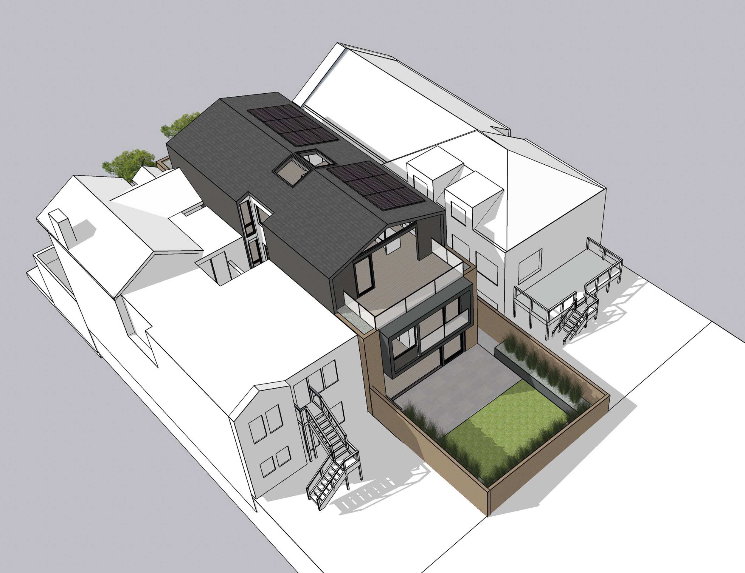 326 27th Street northeast aerial view, rendering by Knock Architecture and Design
