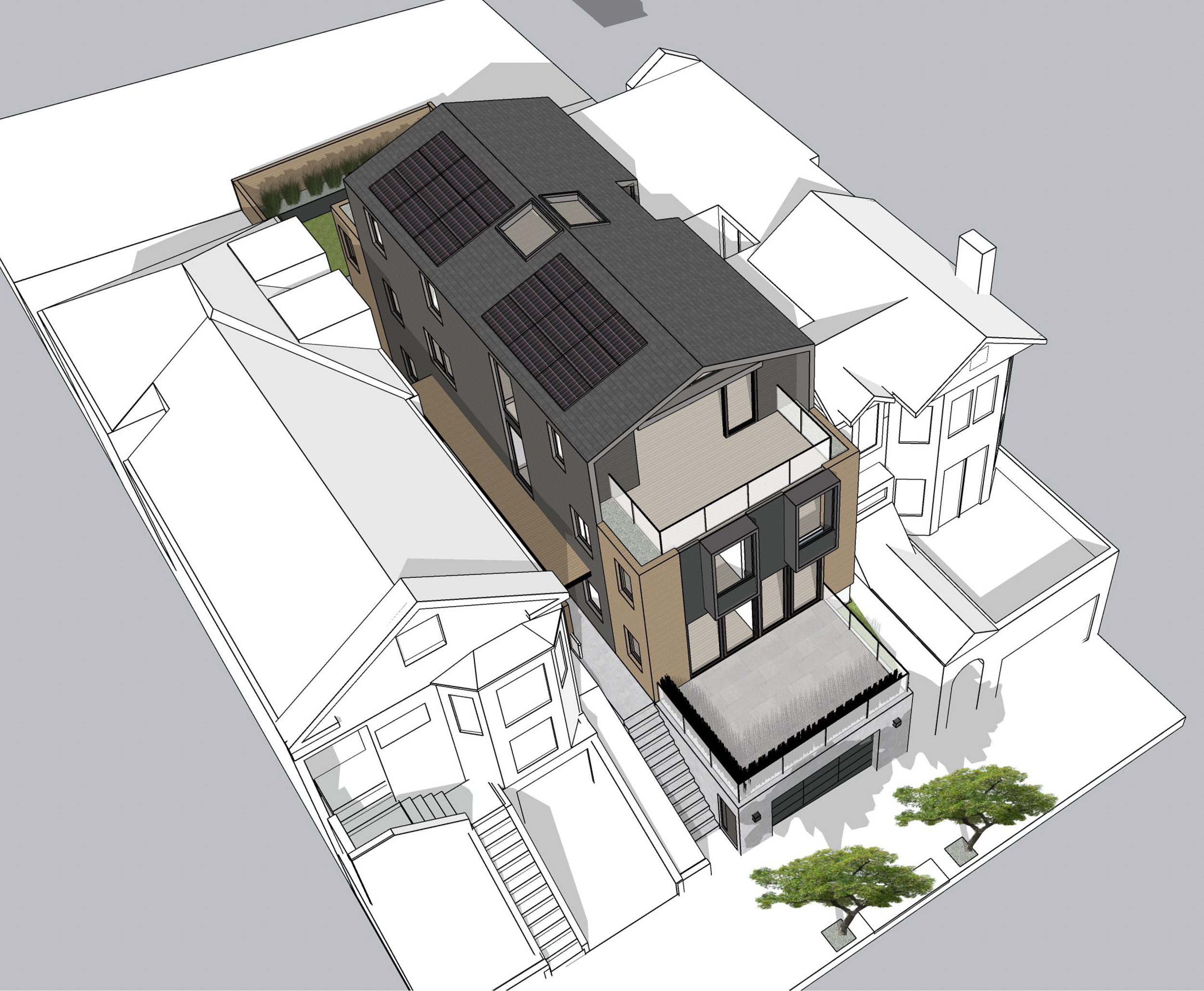 326 27th Street southwest aerial view, rendering by Knock Architecture and Design