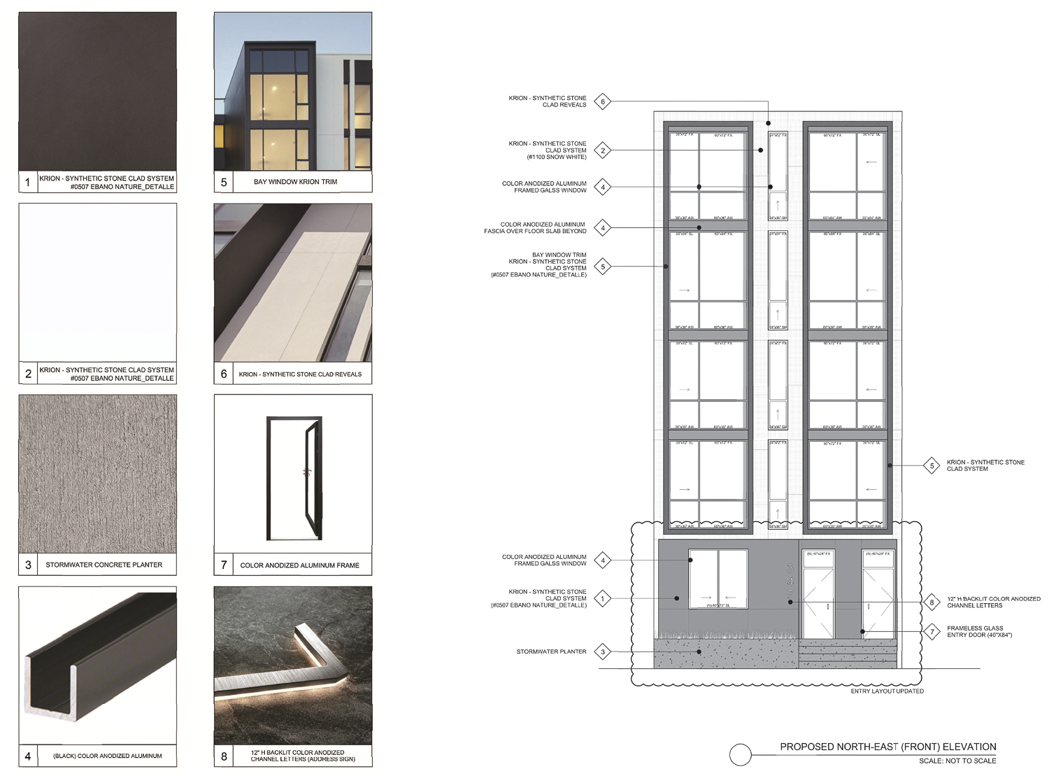 347 10th Street facade material board, illustration by HC Design and Build