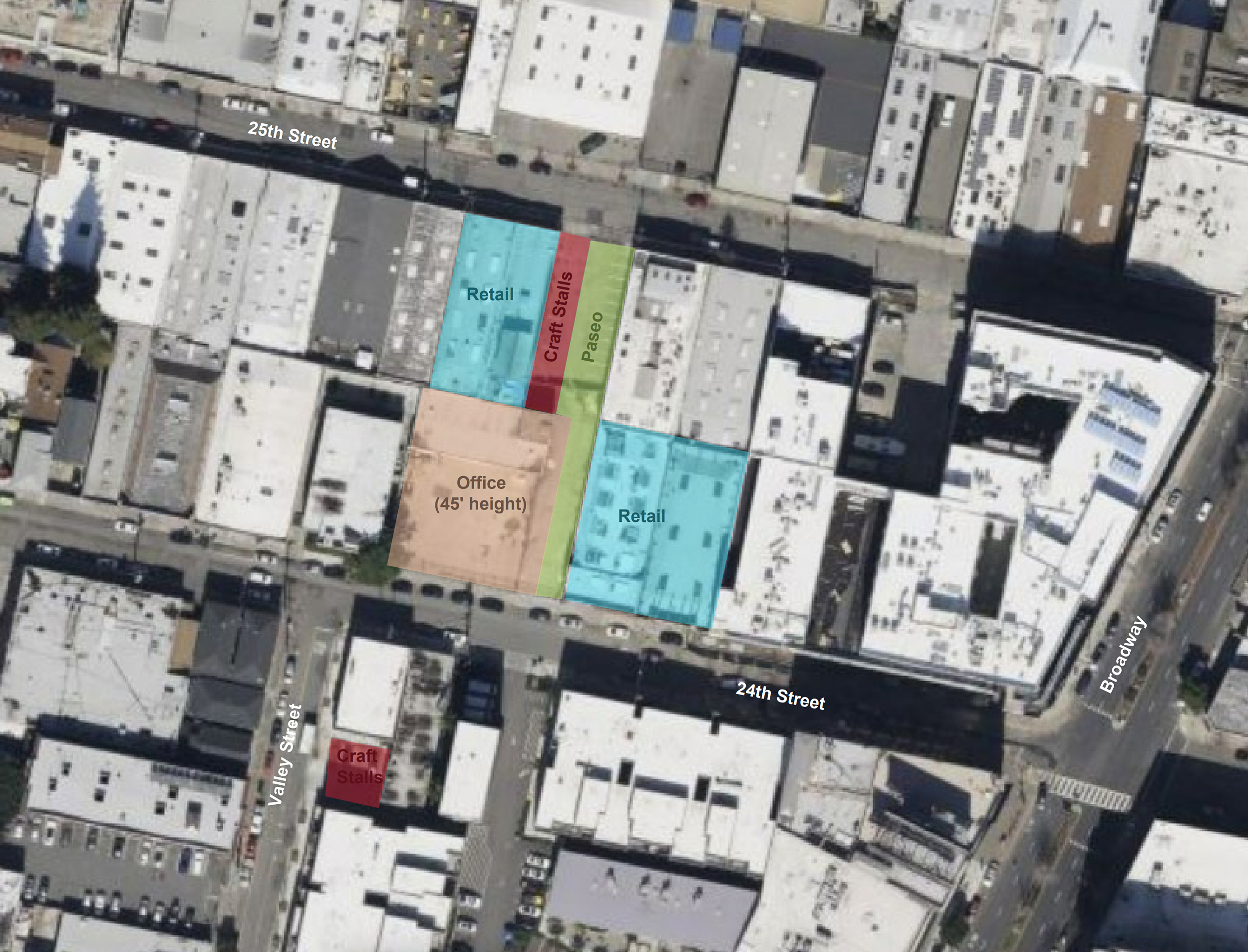 460 24th Street site map on satellite map, image courtesy Draft EIR