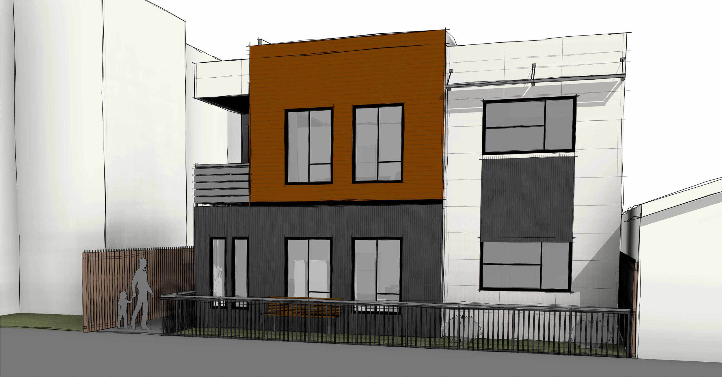 509 T Street duplex facing Solons Avenue, rendering by Greyscale Homes Inc