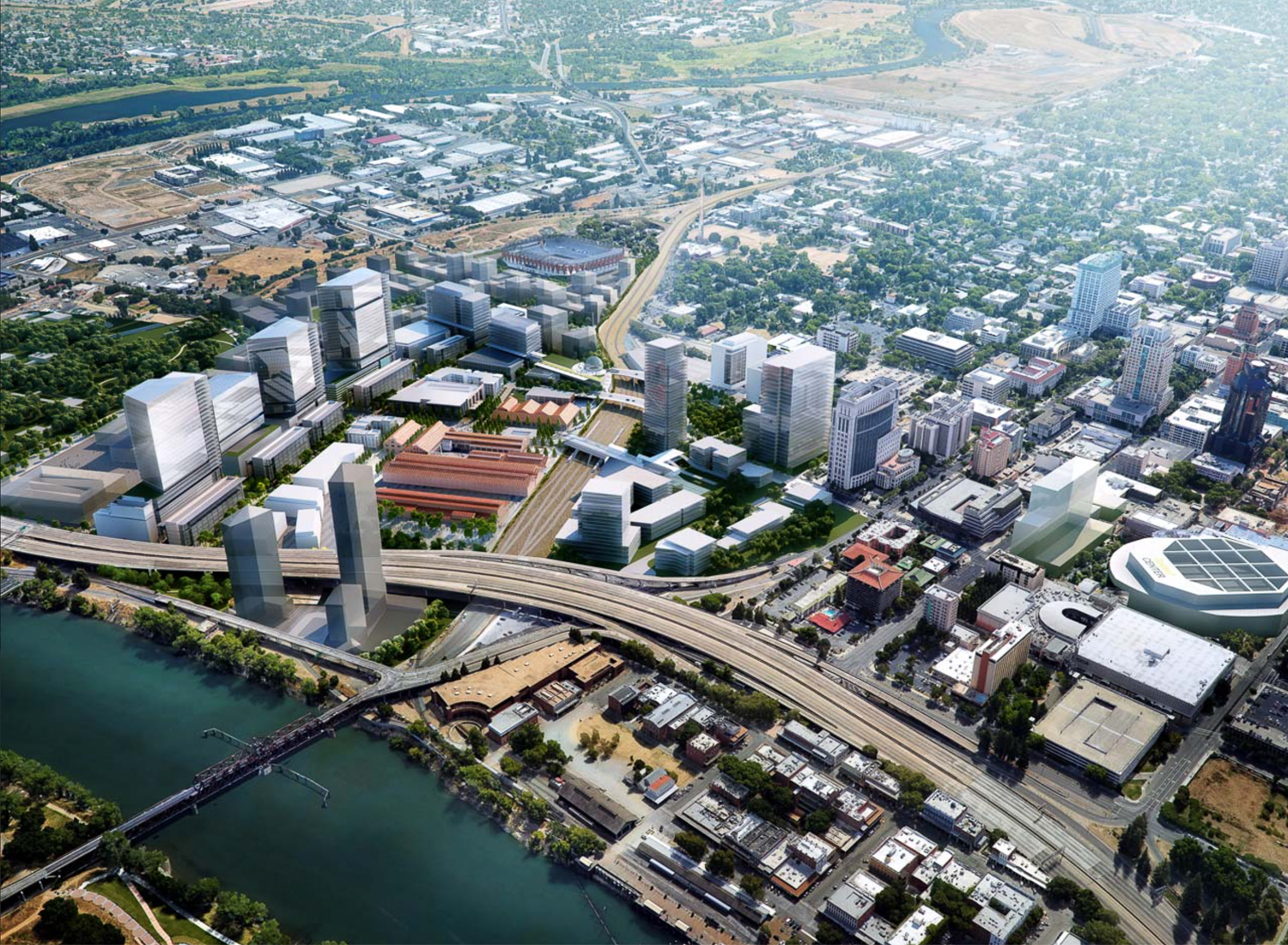 Conceptual Sacramento Railyards District rendering, image courtesy of The Railyards