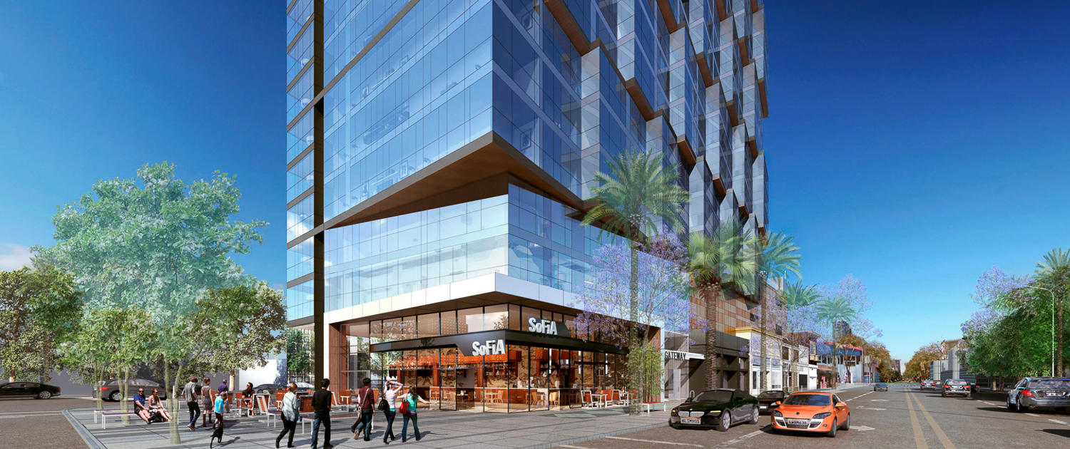 Gateway Tower base at 470 South Market Street, rendering courtesy DLR Group