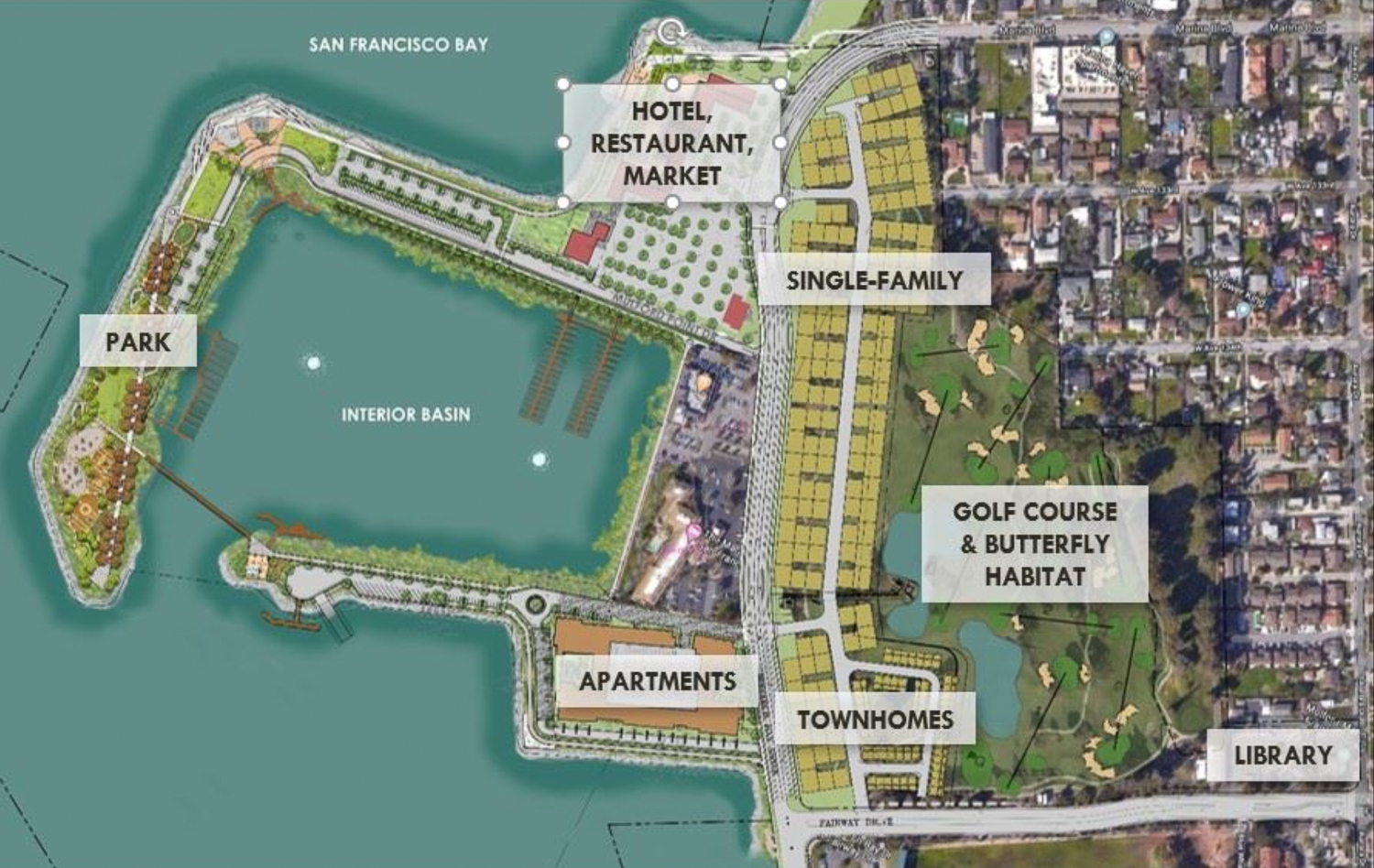 Monarch Bay development site map, image by the City of San Leandro