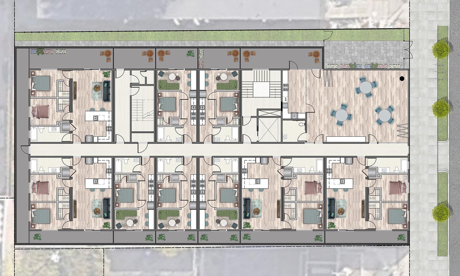 The Brubeck Building residential floor plan, illustration by Gunkel Architecture