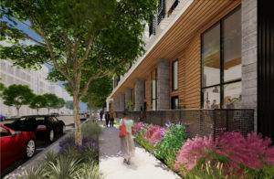 Willow Village Parcel 6 townhomes component along Park Street, rendering courtesy Peninsula Innovation Partners