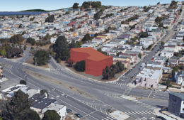 100 Orizaba Avenue library massing, elevation by San Francisco Public Works Bureau of Architecture