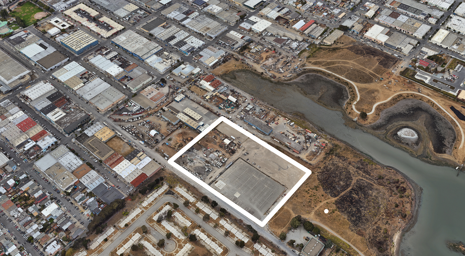1236 Carroll Avenue project site roughly outlined by YIMBY, image via Google Satellite