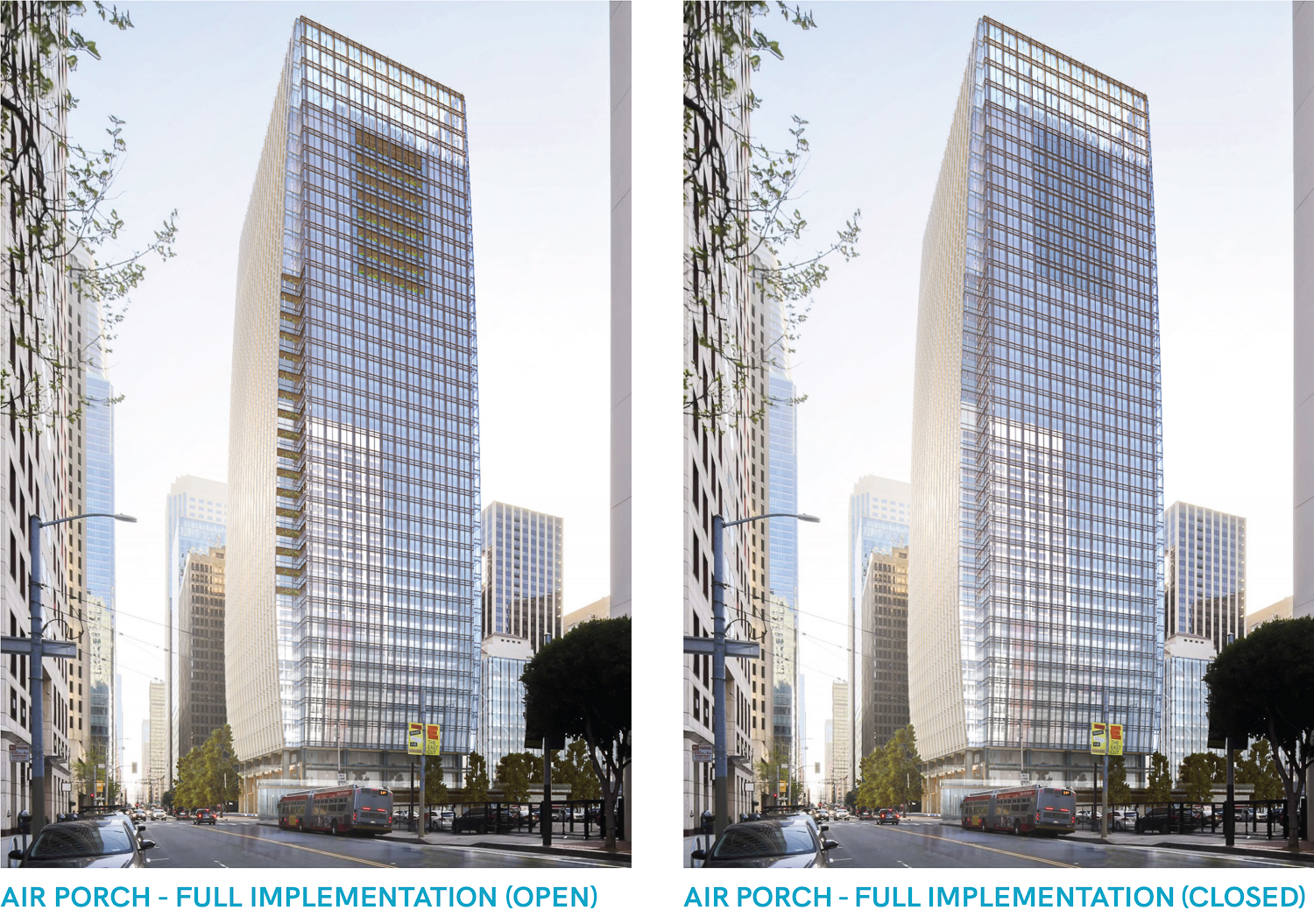 200 Mission Street air porches impact on the exterior, rendering by Pickard Chilton