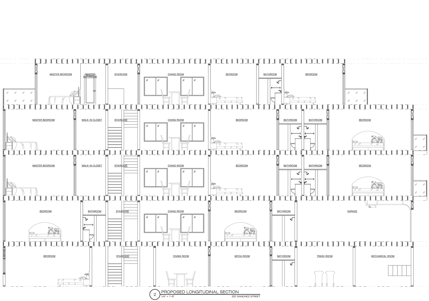 237 Sanchez Street vertical elevation, illustration by InnCon Design