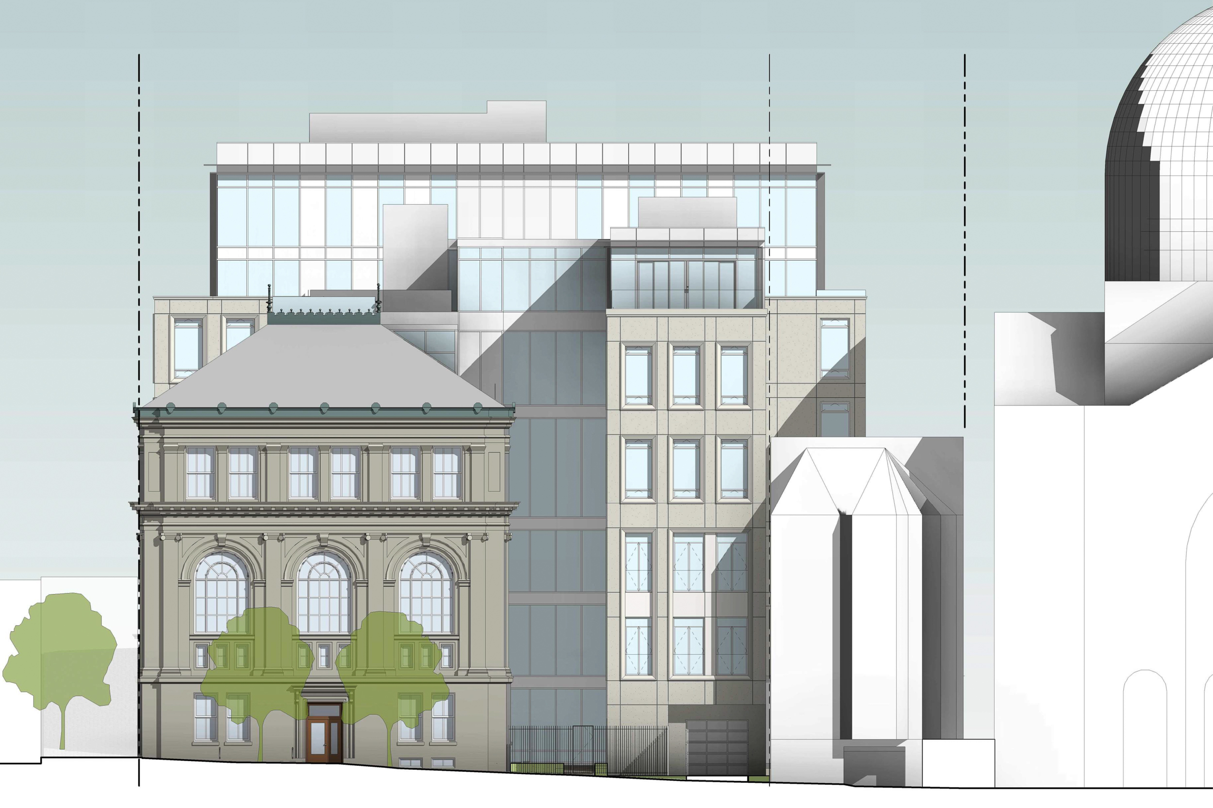 2395 Sacramento Street facade elevation, illustration by BAR Architects