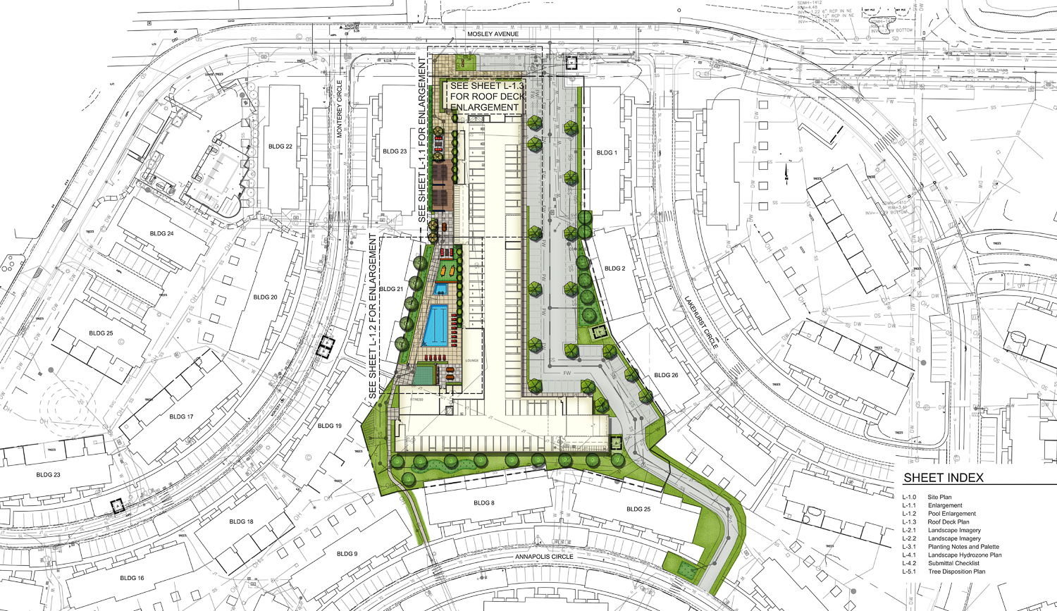 300 Mosley Avenue landscaping map, rendering by Guzzardo Partnership